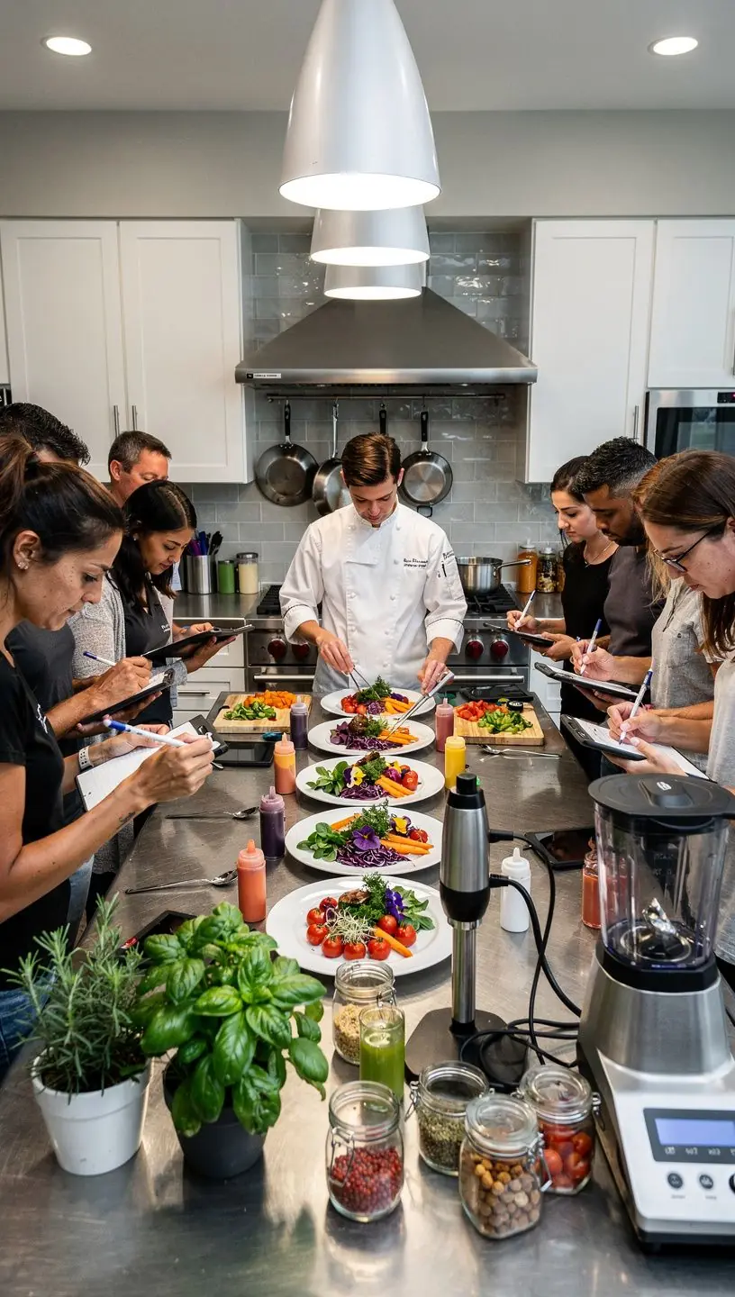 Eine Gruppe von Studenten, die an einem Tisch sitzt und Гјber Restaurantstrategien diskutiert.